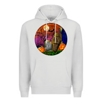 Dove Grey halloween round Premium Hoodie - BundleAndBundleShop
