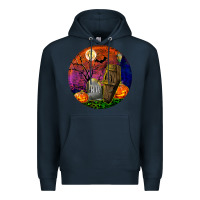 Navy halloween round Premium Hoodie - BundleAndBundleShop