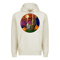 Oatmeal Heather halloween round Premium Hoodie - BundleAndBundleShop