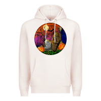Pale Pink halloween round Premium Hoodie - BundleAndBundleShop