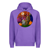 Purple halloween round Premium Hoodie - BundleAndBundleShop