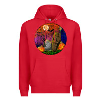 Red halloween round Premium Hoodie - BundleAndBundleShop