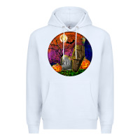 White halloween round Premium Hoodie - BundleAndBundleShop