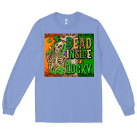 Colony Blue irish flag with shamrocks  dead inside but lucky Long Sleeve Tee - AdoDesignShop