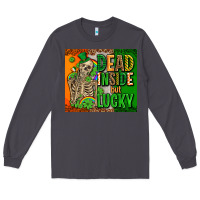 Smoke irish flag with shamrocks  dead inside but lucky Long Sleeve Tee - AdoDesignShop
