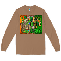 Toasted Coconut irish flag with shamrocks  dead inside but lucky Long Sleeve Tee - AdoDesignShop