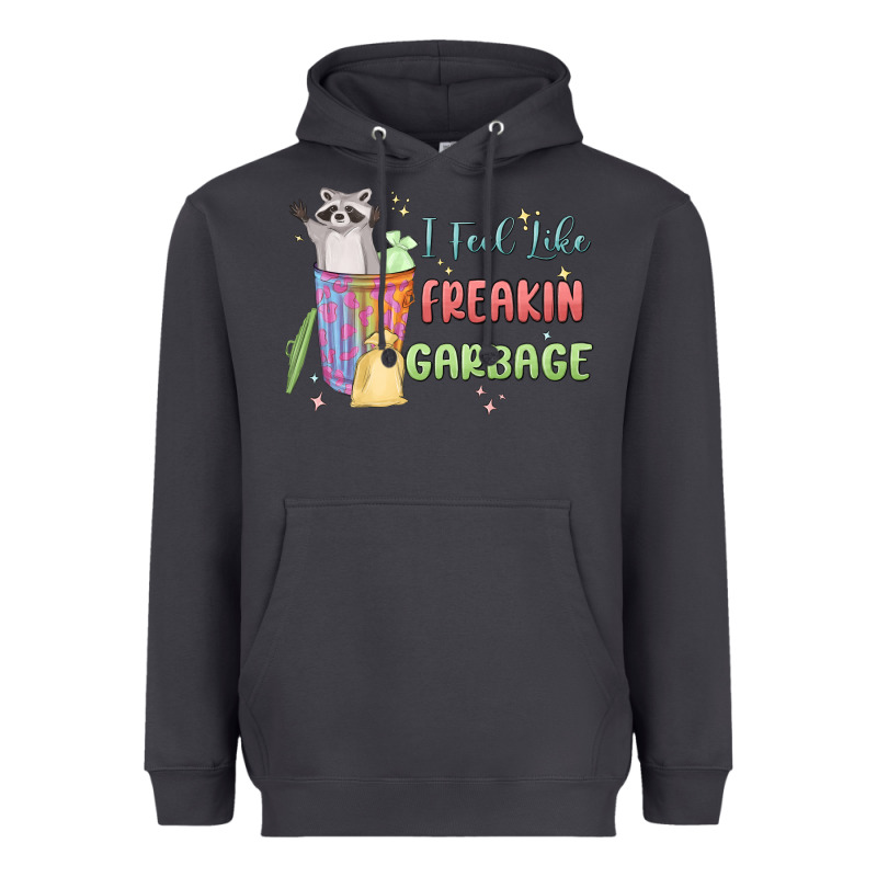 I Feel Like Garbage Raccoon Heavyweight Hoodie by MaliasSmallBusiness | Teevron