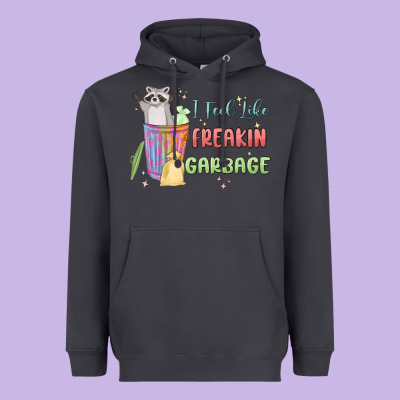 I Feel Like Garbage Raccoon Heavyweight Hoodie Designed By Maliassmallbusiness