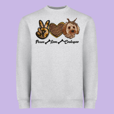 Peace Love Cockapoo Heavyweight Sweatshirt Designed By Ranaportraitstore
