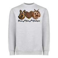 Heather Grey peace love cockapoo Heavyweight Sweatshirt - RanaPortraitStore