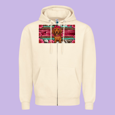 Dachshund Puppy License Plate Zipper Hoodie Designed By Artiststas