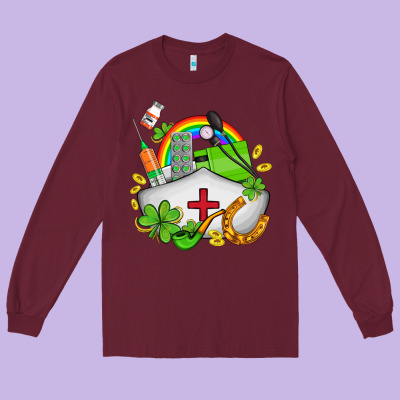 Nurse  St Patricks Long Sleeve Tee Designed By Adodesignshop