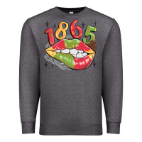 Charcoal Heather 1865 juneteenth lips Premium Sweatshirt - MaliasSmallBusiness