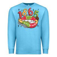 Ocean Blue 1865 juneteenth lips Premium Sweatshirt - MaliasSmallBusiness