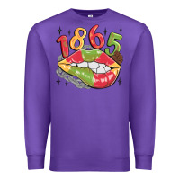 Purple 1865 juneteenth lips Premium Sweatshirt - MaliasSmallBusiness