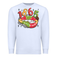 White 1865 juneteenth lips Premium Sweatshirt - MaliasSmallBusiness