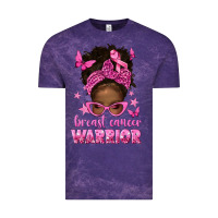 Cloud Purple afro messy bun breast cancer warrior Vintage Tee - texasbilliewilder