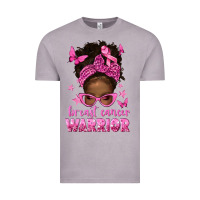 Afro Messy Bun Breast Cancer Warrior Vintage Tee | Teevron