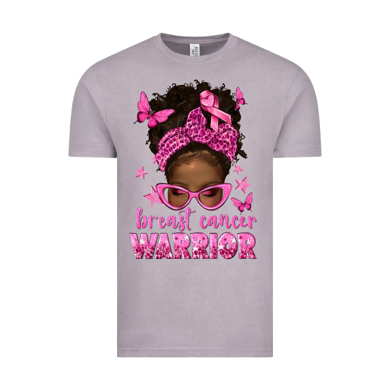Afro Messy Bun Breast Cancer Warrior Vintage Tee by texasbilliewilder | Teevron