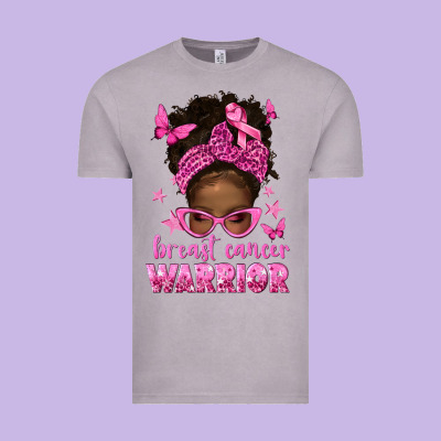 Afro Messy Bun Breast Cancer Warrior Vintage Tee Designed By Texasbilliewilder