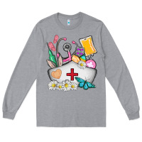 Heather Grey nurse  easter Long Sleeve Tee - AdoDesignShop
