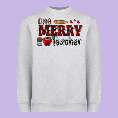 One Merry Teacher Heavyweight Sweatshirt Designed By Ranaportraitstore