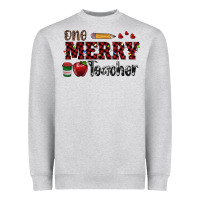 Heather Grey one merry teacher Heavyweight Sweatshirt - RanaPortraitStore