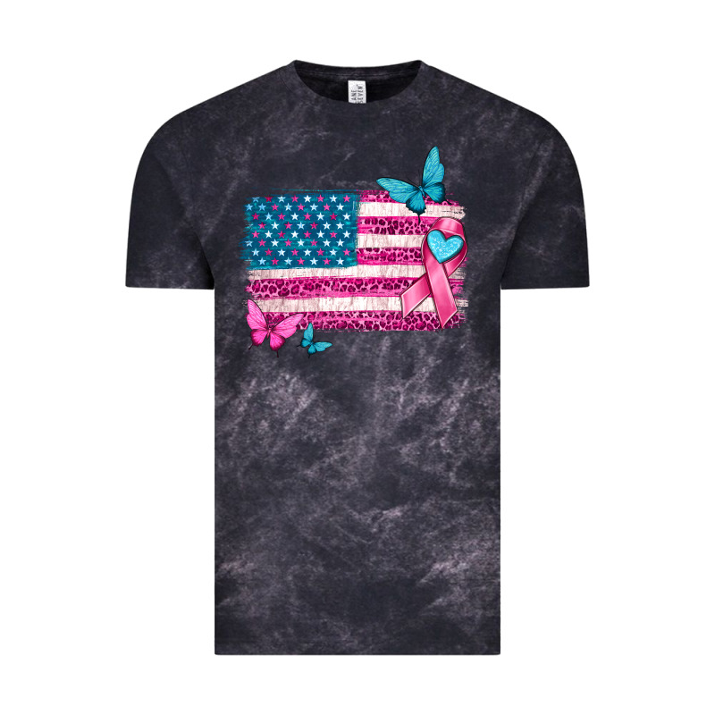 American Flag Breast Cancer With Ribbon Vintage Tee by texasbilliewilder | Teevron