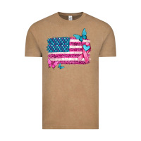 Vintage Coffee American flag breast cancer with ribbon Vintage Tee - texasbilliewilder