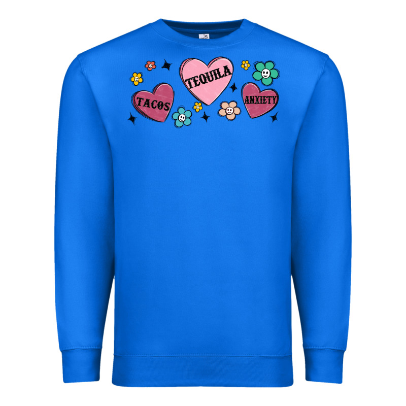 Tacos Tequila Anxiety Premium Sweatshirt by MaliasSmallBusiness | Teevron