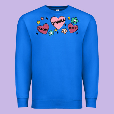 Tacos Tequila Anxiety Premium Sweatshirt Designed By Maliassmallbusiness