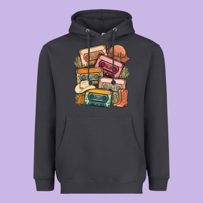 Customized Country Cassette Tapes Heavyweight Hoodie Designed By Maliassmallbusiness