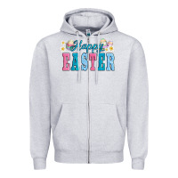 Heather Grey happy easter eggs Zipper Hoodie - AdoDesignShop