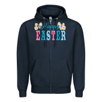 Navy happy easter eggs Zipper Hoodie - AdoDesignShop