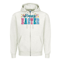 Oatmeal Heather happy easter eggs Zipper Hoodie - AdoDesignShop