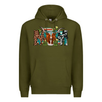 Army Green longhorn mom Premium Hoodie - AdoDesignShop