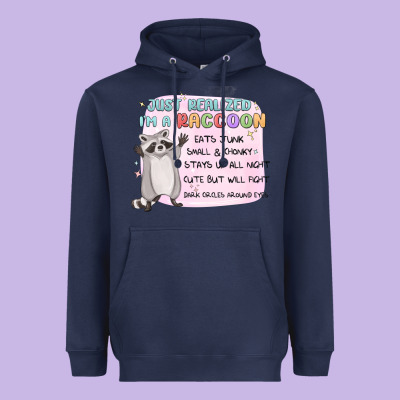 Just Realized Im A Raccoon Heavyweight Hoodie Designed By Maliassmallbusiness