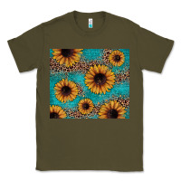Army Green sunflower turquoise glitter Classic Tee - JahusDesignShop