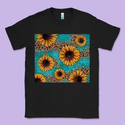 Sunflower Turquoise Glitter Classic Tee Designed By Jahusdesignshop