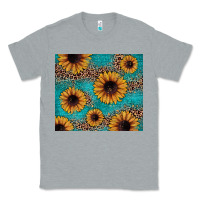 Heather Grey sunflower turquoise glitter Classic Tee - JahusDesignShop