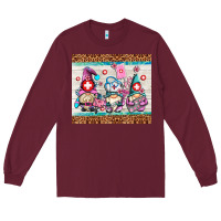 Burgundy nurse gnomes Long Sleeve Tee - AdoDesignShop