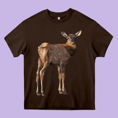 Elk Fawn Deer Heavy Core Tee Designed By Lillyallendesigns