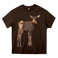 Chocolate Brown elk fawn deer Heavy Core Tee - LillyAllenDesigns