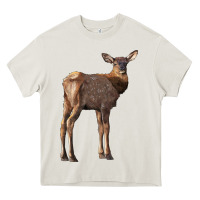Cream elk fawn deer Heavy Core Tee - LillyAllenDesigns