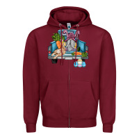 Burgundy easter truck with gnome and rabbit Zipper Hoodie - AdoDesignShop