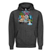 Charcoal Heather easter truck with gnome and rabbit Zipper Hoodie - AdoDesignShop