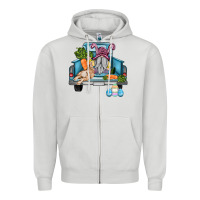 Dove Grey easter truck with gnome and rabbit Zipper Hoodie - AdoDesignShop