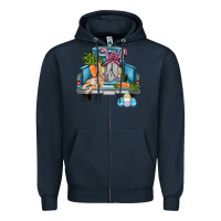 Navy easter truck with gnome and rabbit Zipper Hoodie - AdoDesignShop
