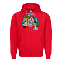 Red easter truck with gnome and rabbit Zipper Hoodie - AdoDesignShop