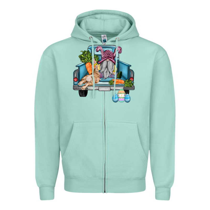 Easter Truck With Gnome And Rabbit Zipper Hoodie by AdoDesignShop | Teevron
